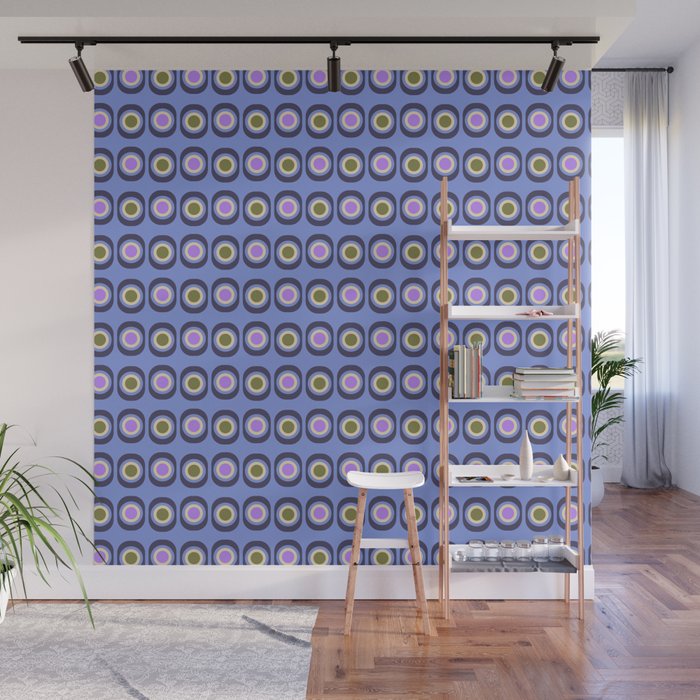 Mid-century Modern Pattern - Blue Wall Mural Gallery Image 1