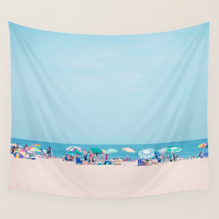 Colorful Umbrellas on the Beach Wall Tapestry Gallery Image 1