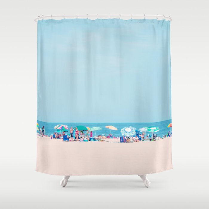 Colorful Umbrellas on the Beach Shower Curtain Gallery Image 1