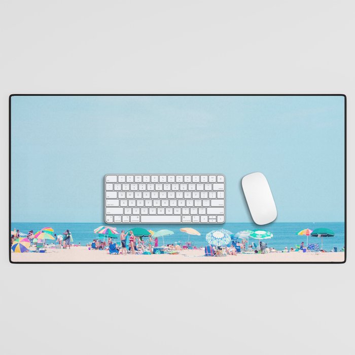 Colorful Umbrellas on the Beach Desk Mat Gallery Image 1