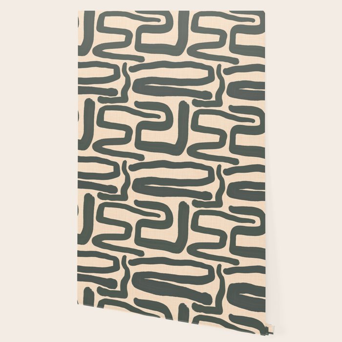 Abstract Retro Maze - Mid Century Modern Lines Green  Wallpaper Gallery Image 2
