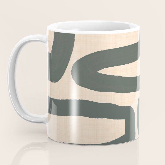 Abstract Retro Maze - Mid Century Modern Lines Green  Coffee Mug Gallery Image 3