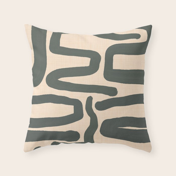 Abstract Retro Maze - Mid Century Modern Lines Green  Throw Pillow Gallery Image 6