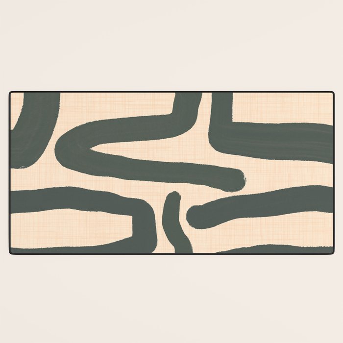 Abstract Retro Maze - Mid Century Modern Lines Green  Desk Mat Gallery Image 3