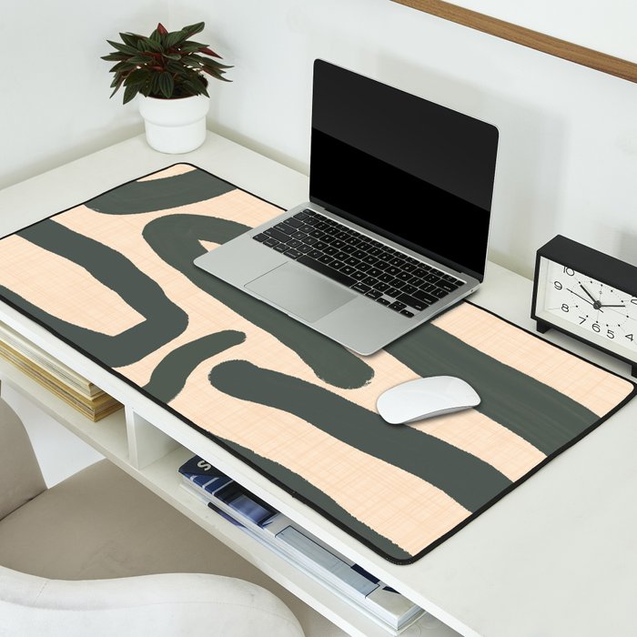 Abstract Retro Maze - Mid Century Modern Lines Green  Desk Mat Gallery Image 2