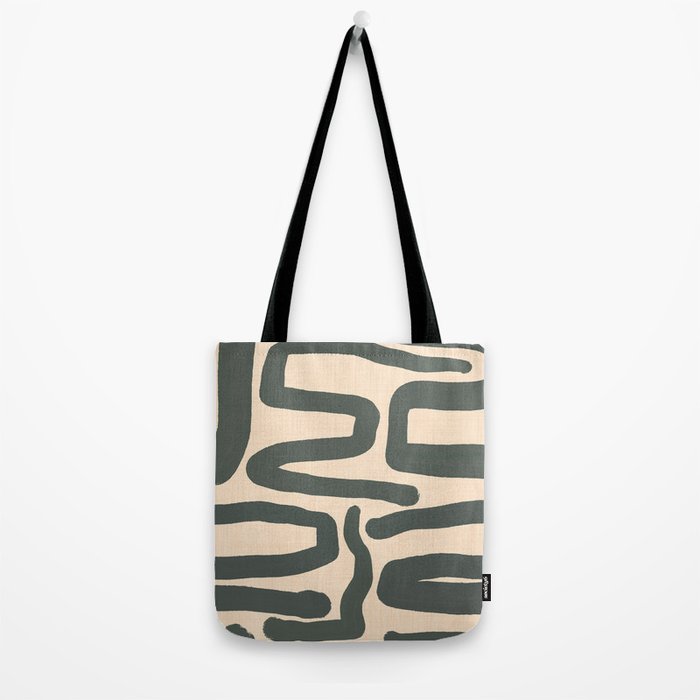 Abstract Retro Maze - Mid Century Modern Lines Green  Tote Bag Gallery Image 2