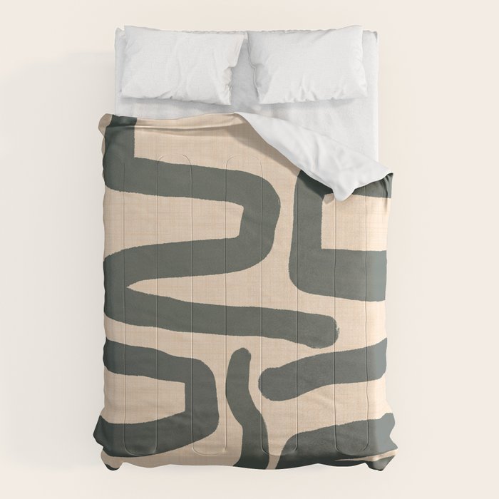 Abstract Retro Maze - Mid Century Modern Lines Green  Comforter Gallery Image 6