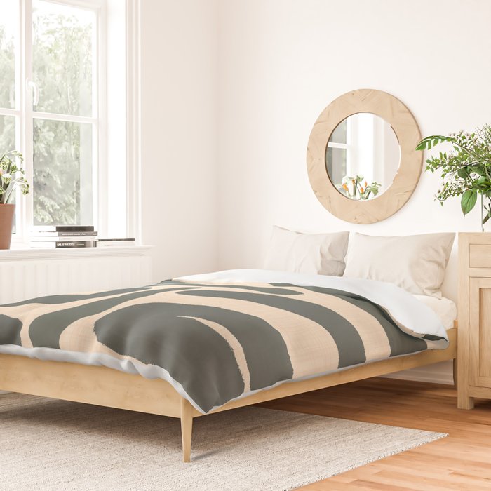 Abstract Retro Maze - Mid Century Modern Lines Green  Duvet Cover Gallery Image 2