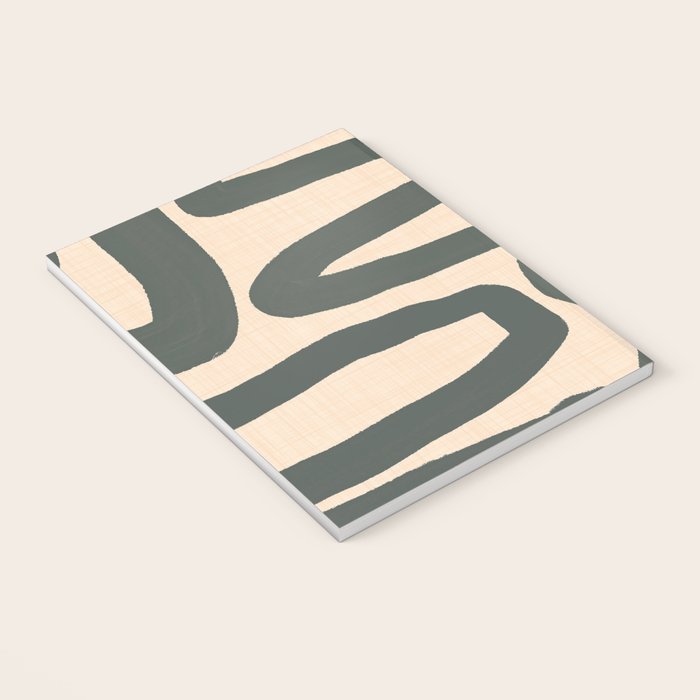 Abstract Retro Maze - Mid Century Modern Lines Green  Notebook Gallery Image 3