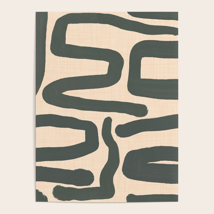 Abstract Retro Maze - Mid Century Modern Lines Green  Poster Gallery Image 4