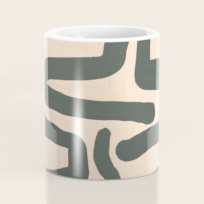 Abstract Retro Maze - Mid Century Modern Lines Green  Coffee Mug Gallery Image 4