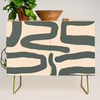 Abstract Retro Maze - Mid Century Modern Lines Green  Credenza Gallery Image 1