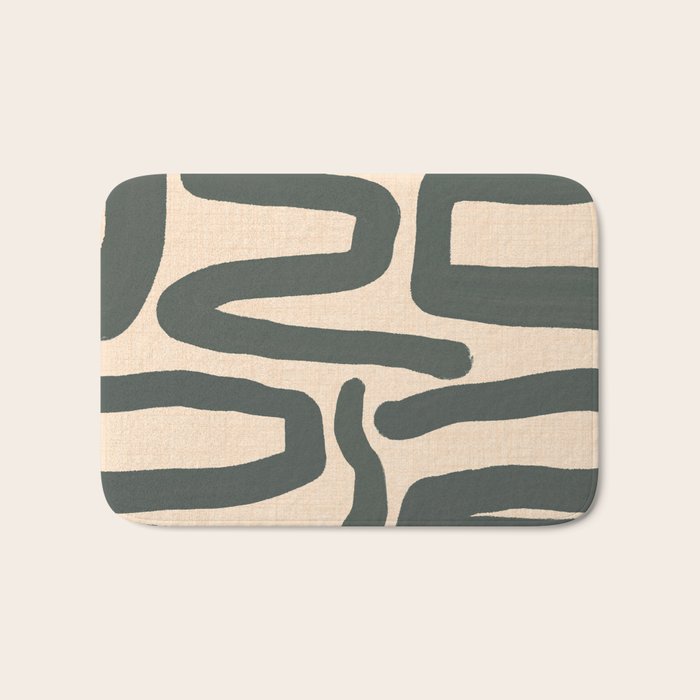 Abstract Retro Maze - Mid Century Modern Lines Green  Bath Mat Gallery Image 1