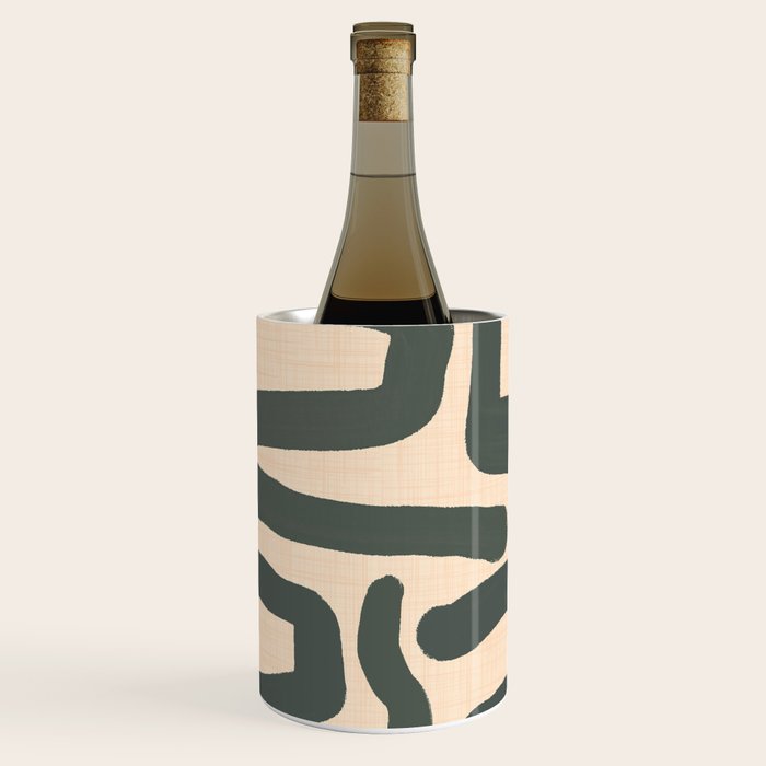 Abstract Retro Maze - Mid Century Modern Lines Green  Wine Chiller Gallery Image 1