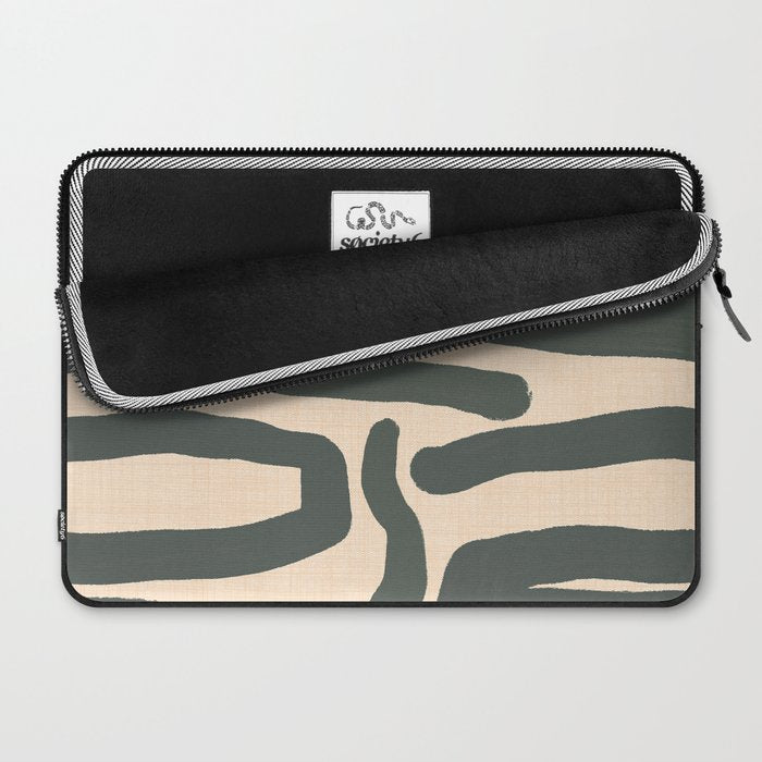 Abstract Retro Maze - Mid Century Modern Lines Green  Laptop Sleeve Gallery Image 2