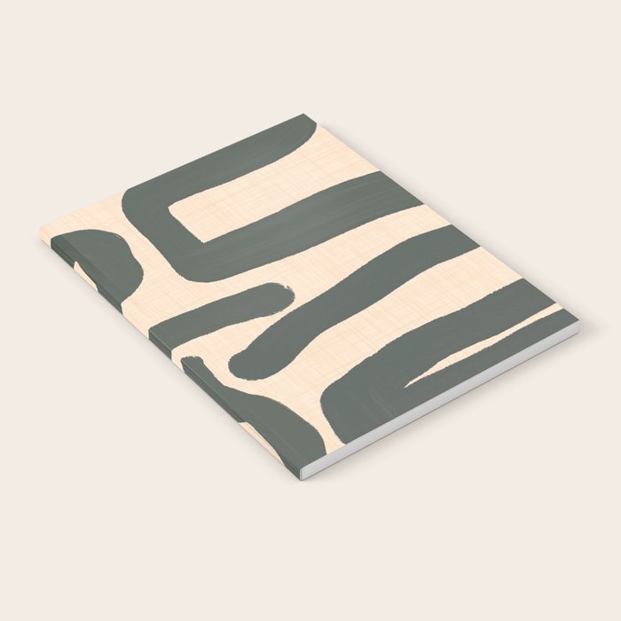 Abstract Retro Maze - Mid Century Modern Lines Green  Notebook Gallery Image 2