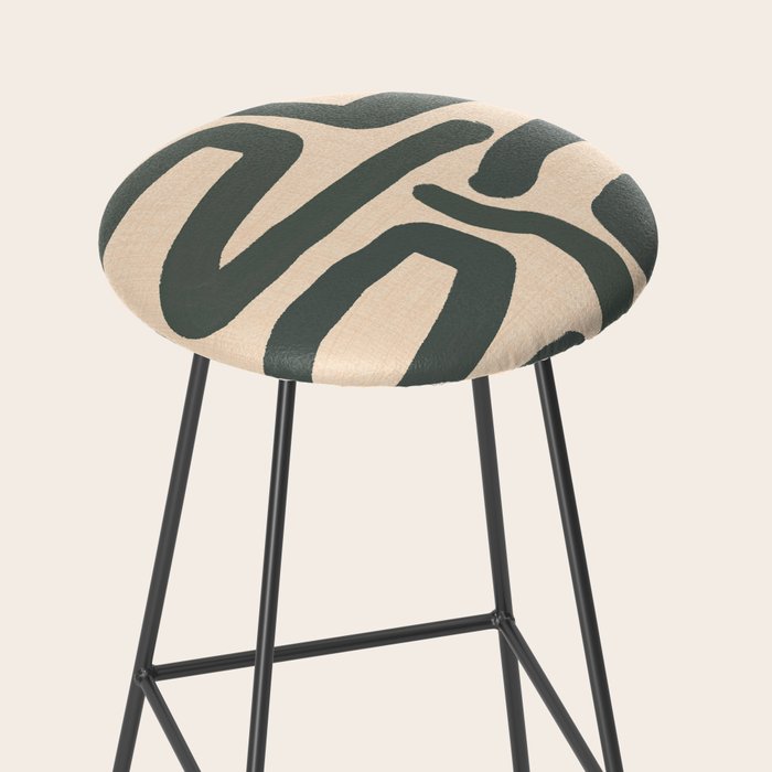 Abstract Retro Maze - Mid Century Modern Lines Green  Stool Gallery Image 2