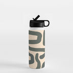 Abstract Retro Maze - Mid Century Modern Lines Green  Water Bottle Gallery Image 1