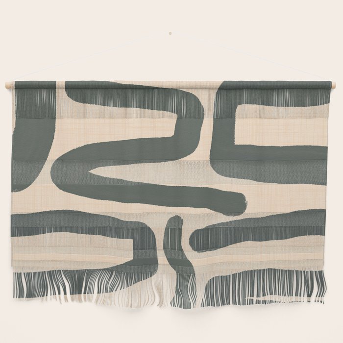 Abstract Retro Maze - Mid Century Modern Lines Green  Wall Hanging Gallery Image 1