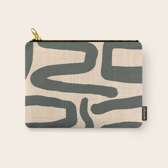 Abstract Retro Maze - Mid Century Modern Lines Green  Carry All Pouch Gallery Image 1