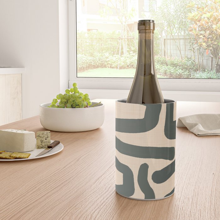 Abstract Retro Maze - Mid Century Modern Lines Green  Wine Chiller Gallery Image 4