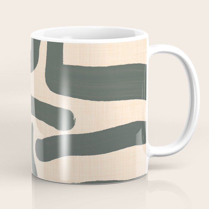 Abstract Retro Maze - Mid Century Modern Lines Green  Coffee Mug Gallery Image 1