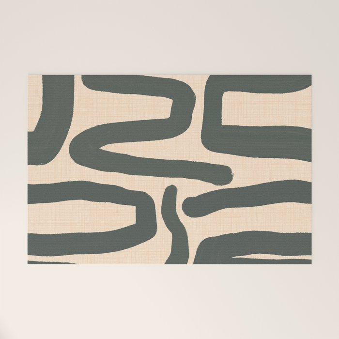 Abstract Retro Maze - Mid Century Modern Lines Green  Welcome Mat Gallery Image 1