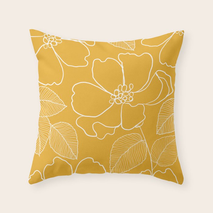 Wild rosa - yellow Throw Pillow Gallery Image 1