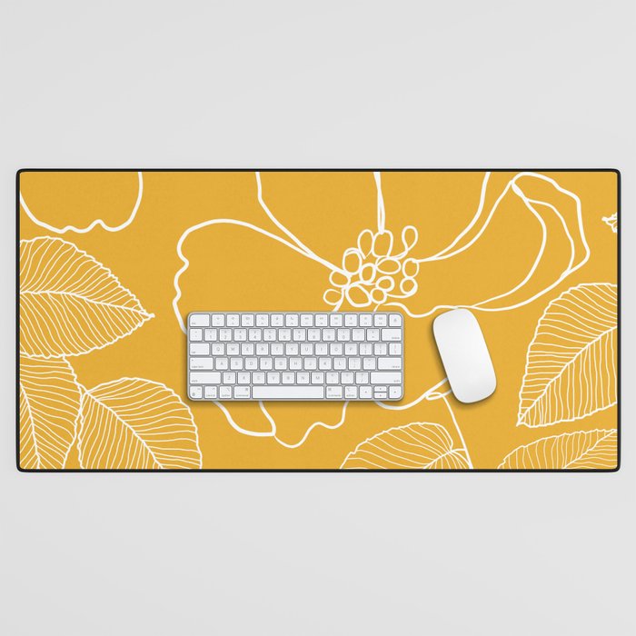 Wild rosa - yellow Desk Mat Gallery Image 1