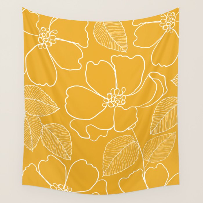 Wild rosa - yellow Wall Tapestry Gallery Image 4