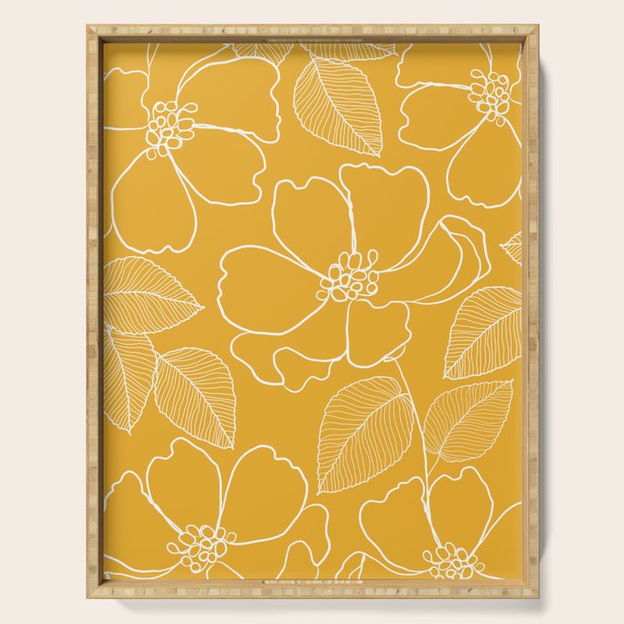 Wild rosa - yellow Serving Tray Gallery Image 1
