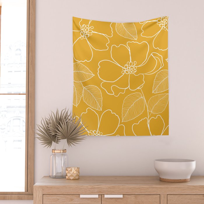 Wild rosa - yellow Wall Tapestry Gallery Image 2