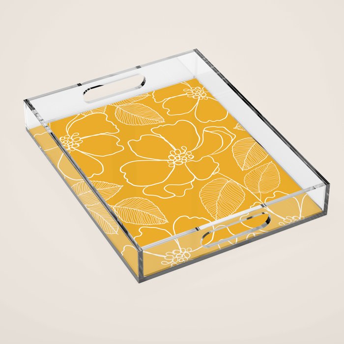 Wild rosa - yellow Acrylic Tray Gallery Image 1