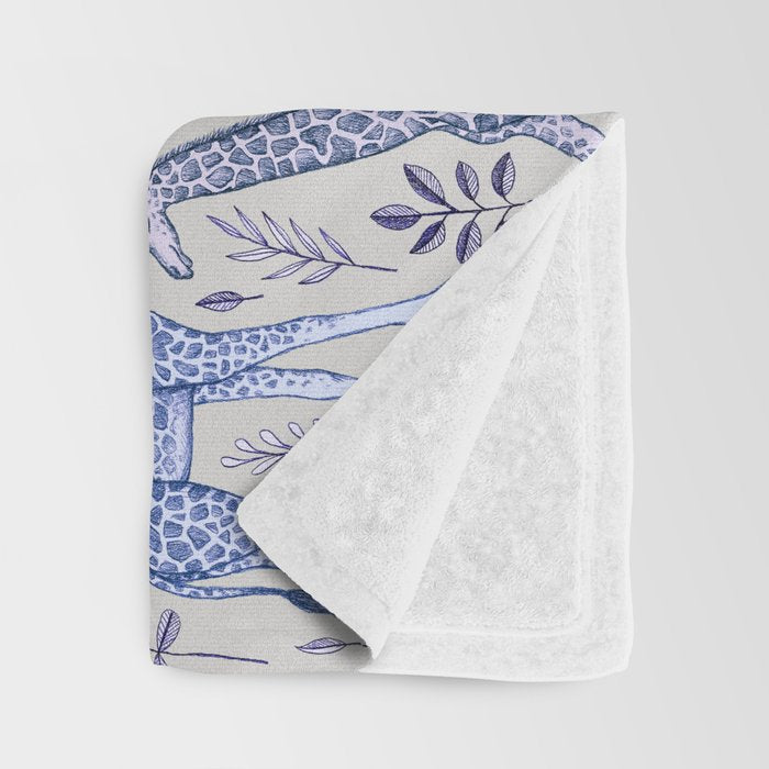 Blue Giraffe Pattern Throw Blanket Gallery Image 3
