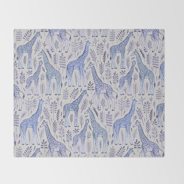 Blue Giraffe Pattern Throw Blanket Gallery Image 2