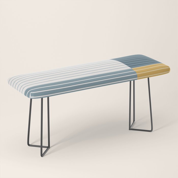 Color Block Line Abstract LXVIII Beachy Coastal Bench Gallery Image 1