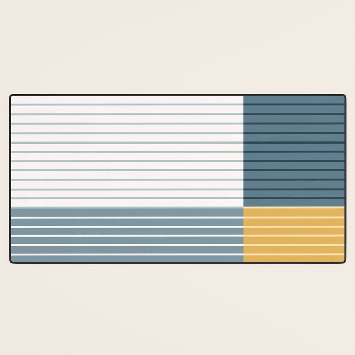 Color Block Line Abstract LXVIII Beachy Coastal Desk Mat Gallery Image 3