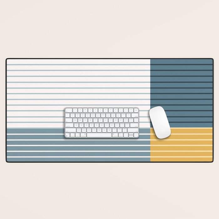 Color Block Line Abstract LXVIII Beachy Coastal Desk Mat Gallery Image 1