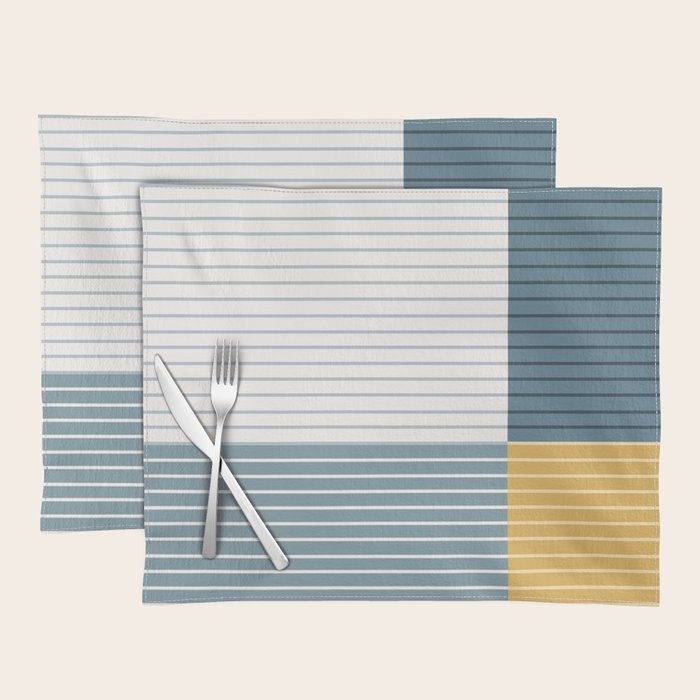 Color Block Line Abstract LXVIII Beachy Coastal Placemat Gallery Image 1