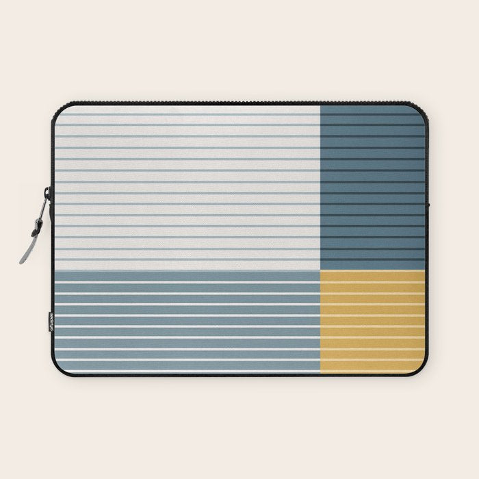 Color Block Line Abstract LXVIII Beachy Coastal Laptop Sleeve Gallery Image 1