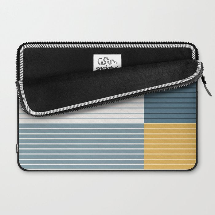 Color Block Line Abstract LXVIII Beachy Coastal Laptop Sleeve Gallery Image 2