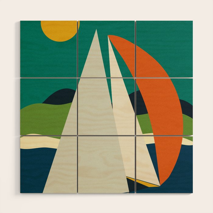 mid century sails Wood Wall Art Gallery Image 1