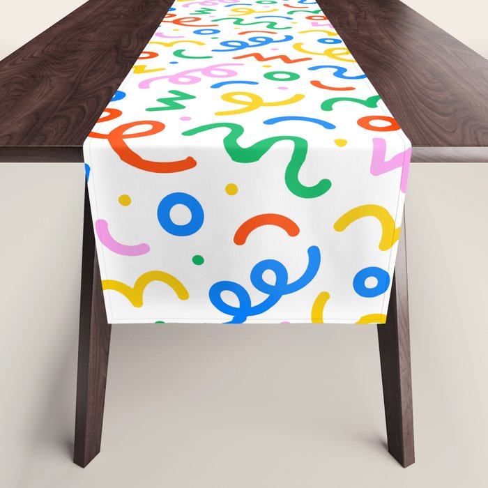 Fun colorful doodle art pattern Table Runner Gallery Image 1