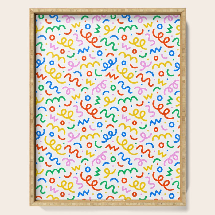 Fun colorful doodle art pattern Serving Tray Gallery Image 1
