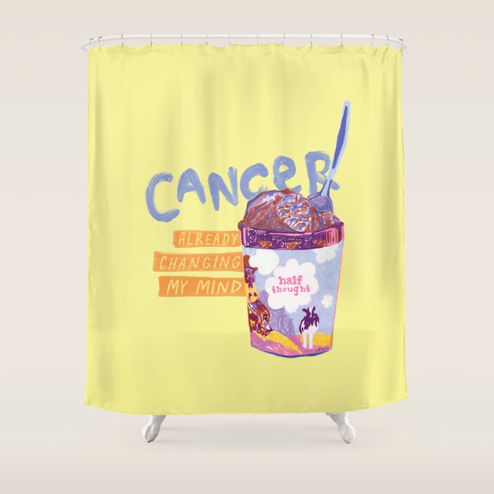 Emo Cancer in Calming Yellow | Zodiac Series Shower Curtain Gallery Image 1
