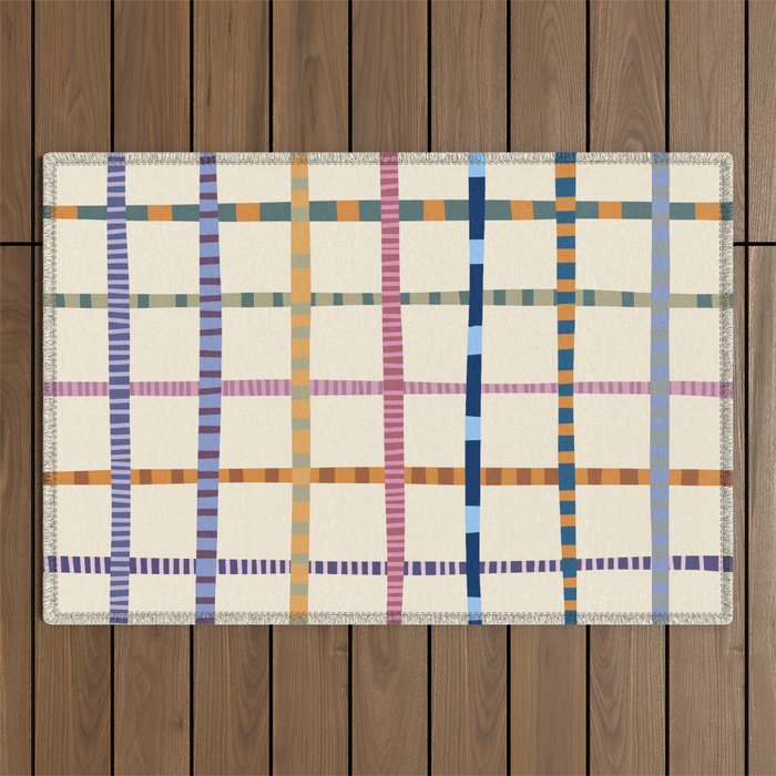 Colorful Patterned Grid Outdoor Rug Gallery Image 1