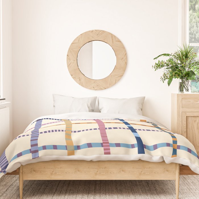 Colorful Patterned Grid Duvet Cover Gallery Image 3