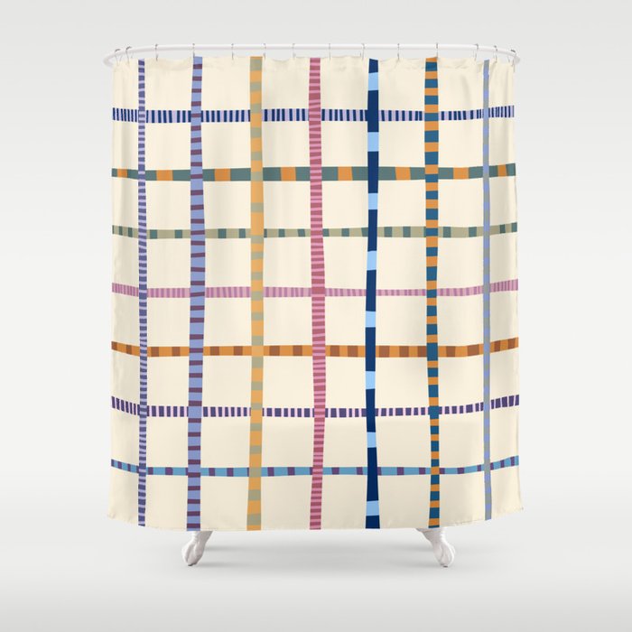 Colorful Patterned Grid Shower Curtain Gallery Image 1