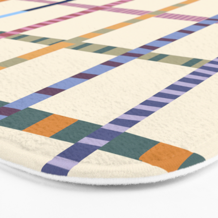 Colorful Patterned Grid Bath Mat Gallery Image 3