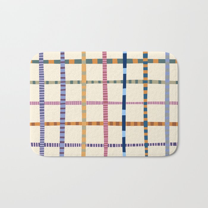 Colorful Patterned Grid Bath Mat Gallery Image 1
